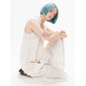 ruffle mock neck dress